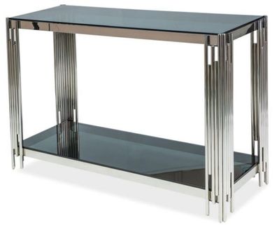 Casa Padrino Luxus Konsole Silber / Schwarz 120 x 40 x H. 78 cm - Edelstahl Konsolent