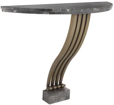 Casa Padrino Designer Konsole Grau / Messingfarben 99 x 35 x H. 77,5 cm - Marmor Kons
