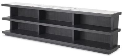 Casa Padrino Luxus Konsole Anthrazitgrau / Weiß / Fliederfarben 220 x 35 x H. 60,5 cm