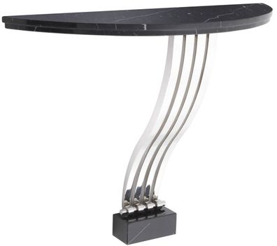 Casa Padrino Designer Konsole Schwarz / Silber 99 x 35 x H. 77,5 cm - Marmor Konsolen