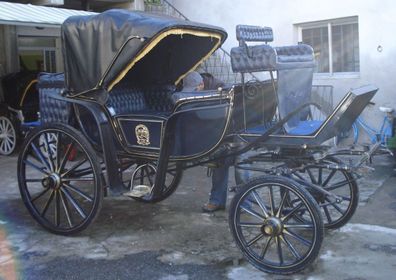 Casa Padrino Barock Pferdekutsche Blau / Gold - Prunkvolle Kutsche im Barockstil - Ed