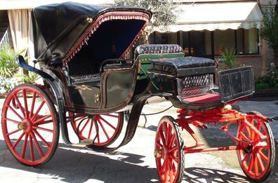 Casa Padrino Barock Pferdekutsche Schwarz / Rot / Grün / Gold - Prunkvolle Kutsche im