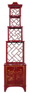 Casa Padrino Luxus Etagere im chinesischen Stil Rot / Gold 54 x 37 x H. 219 cm - Hote