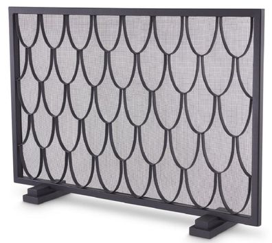 Casa Padrino Luxus Kaminschirm Schwarz 84 x 15 x H. 57 cm - Funkenschutz mit Schuppen