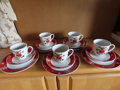 Kaffeset Kaffeeservice Weihnachtsgedeck lustiger Elche 15tlg CareaTable