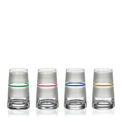 Kristallvase Vase Stripes Set 4 Stk. 80 mm in vier Farben Bohemia Crystalex