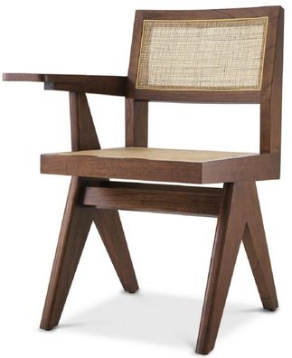 Casa Padrino Luxus Bürostuhl Braun / Naturfarben 44 x 54 x H. 85,5 cm - Massivholz St