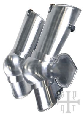 Mittelalterliches Beinzeug, Diechlinge und Kniebuckel, 14. Jh., 1,6 mm Stahl