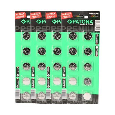 PATONA Premium 40x CR2032 Batterien (4x10er) Pack 3V Lithium