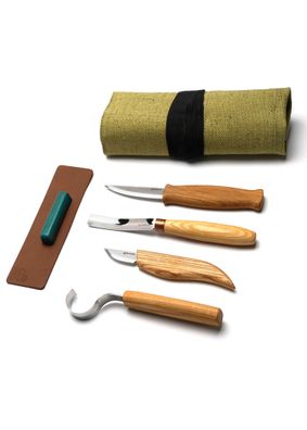 Löffel + Kuksa Profi-Set zum Schnitzen (4 Werkzeuge + Zubehör), BeaverCraft