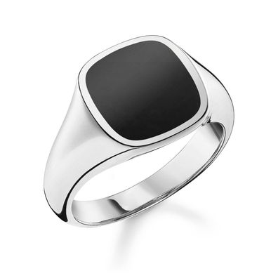 Thomas Sabo Schmuck Unisex Siegelring mit Schwarzem Stein Silber TR2332-024-11