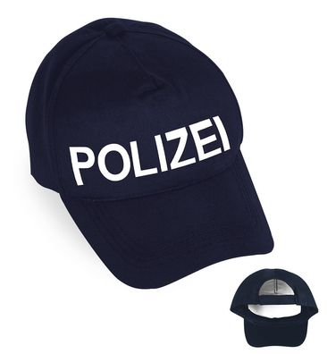 narrenwelt Polizei Mütze blau Polizei Basecap Kappe Cap Druck weiß variabel verstellb
