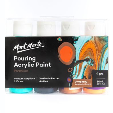 Mont Marte - Acrylfarbe Pouring-Set Symphony - 4 x 60ml, gebrauchsfertig & mischbar