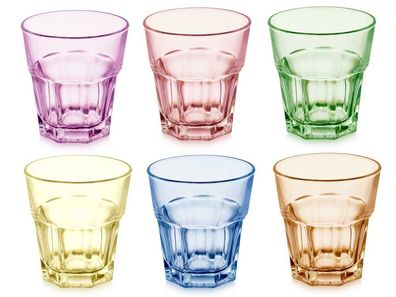 6x Gläser Set bunte Trinkkglas Wassergläser Trinkgläser Glas Becher 300 ml Viv3