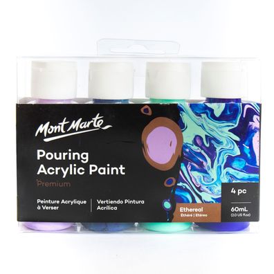 Mont Marte - Acrylfarbe Pouring-Set Ethereal - 4 x 60ml, gebrauchsfertig & mischbar