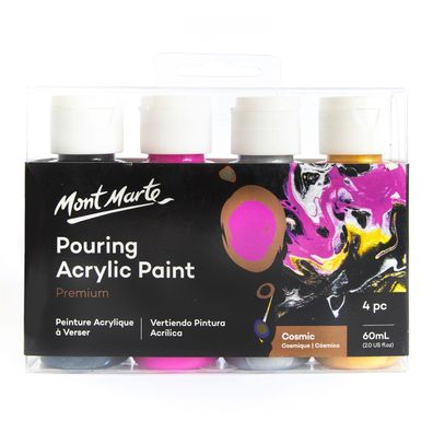 Mont Marte - Acrylfarbe Pouring-Set Cosmic - 4 x 60ml, gebrauchsfertig & mischbar