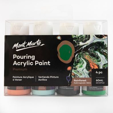 Mont Marte - Acrylfarbe Pouring-Set Rainforest - 4 x 60ml, gebrauchsfertig & mischbar