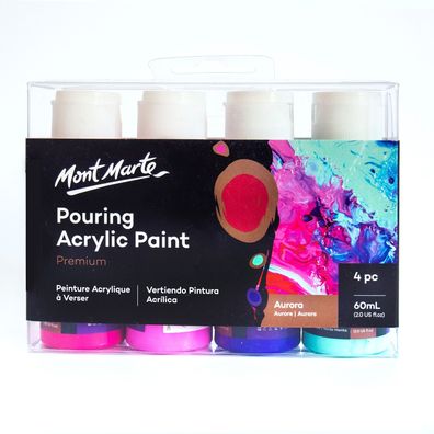 Mont Marte - Acrylfarbe Pouring-Set Aurora- 4 x 60ml, gebrauchsfertig & mischbar