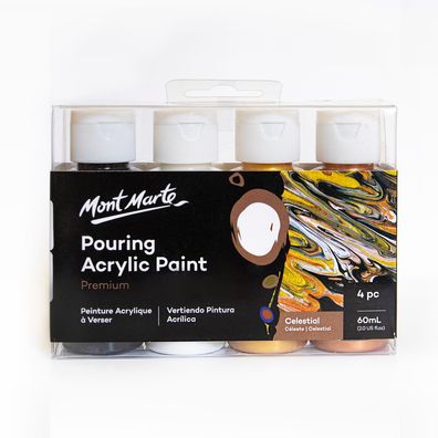 Mont Marte - Acrylfarbe Pouring-Set Celestial- 4 x 60ml, gebrauchsfertig & mischbar