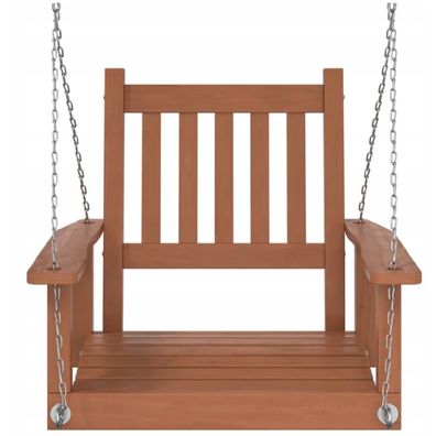 QLS Schaukel aus Holz mit Ketten für Garten Terrasse Balkon - wetterfest braun 11285