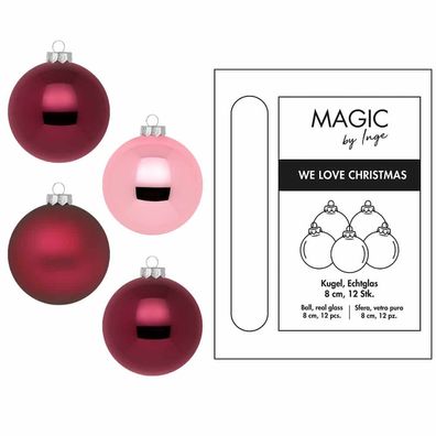 Weihnachtskugeln 12 Stk 8cm Berry Kiss Inge-Glas