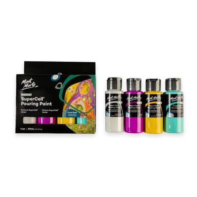 Mont Marte - Pouring Acrylfarben-Set CORAL REEF, 4 x 60ml - gebrauchsfertig & mischba