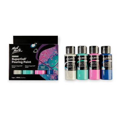 Mont Marte - Pouringfarben-Set Tropical Ocean, 4 x 60ml - gebrauchsfertig & mischbar