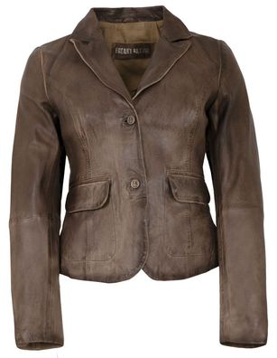 Freaky Nation - Damen Lederjacke Blazer Lammnappa braun/beige