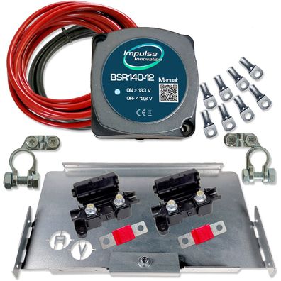 Zweitbatterieset 12V 140A BSR140-12 + 6m 10mm² Kabel & Halter Vivaro Proace T6