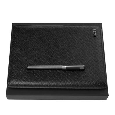 HUGO BOSS Set Monogram Black A5 + Tintenroller Rive Gun