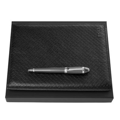 HUGO BOSS Set Monogram Black A5 + Tintenroller Arc Futurist Gun