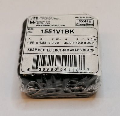 Hammond 1551V1BK Kunststoff-Gehäuse 40x40x20 beléftet schwarz
