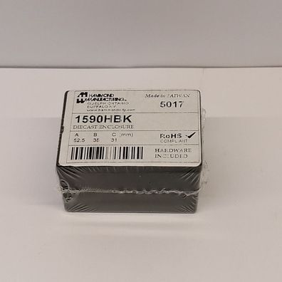 Hammond 1590HBK Alu-Gehäuse 52,5x38x31 schwarz