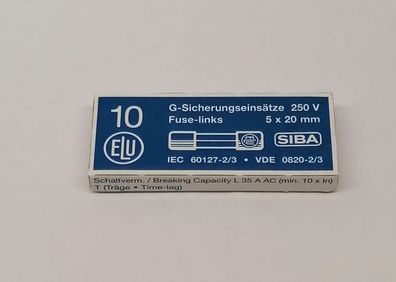 2 Stk SIBA 179120.2 Feinsicherung 5x20mm 250V 2A Träge 10Stk