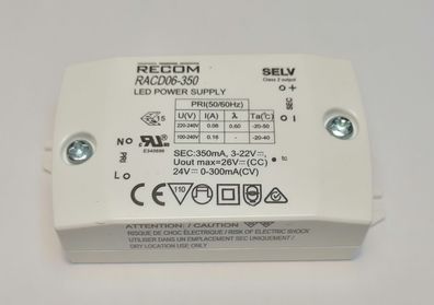 Recom RACD06-350 LED Netzteil KSQ 6W 3-21V 350mA 0.35A CC