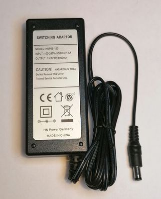 HN Power HNP65-150 Tischnetzteil 60W 15V 4A CV DC Stecker 5.5x2.1mm
