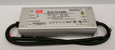 Mean Well ELG-75-C500 LED Netzteil KSQ 75W 75-150V 0,5A CC+CV IP67