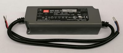 Mean Well NPF-60D-15 Led Netzteil KSQ 60W 15V 4A CV + CC dimmbar IP67