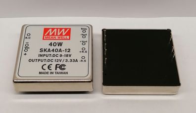 Mean Well SKA40A-12 DC/DC-Conv 9-18V: 12V 3,33A 40W