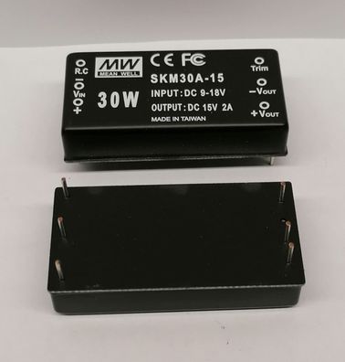 Mean Well SKM30A-15 DC/DC-Conv 9-18V: 15V 2A 30W
