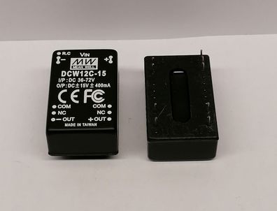 Mean Well DCW12C-15 DC/DC-Conv 36-72V: /-15V 400mA 12W