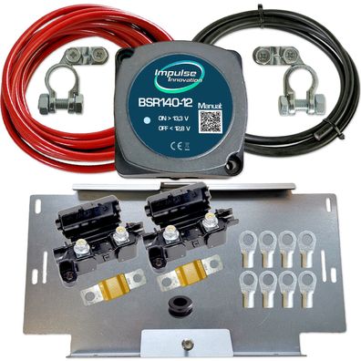 Zweitbatterieset 12V 140A BSR140-12 + 6m 16mm² Kabel & Halter für VW T4 T5 T6