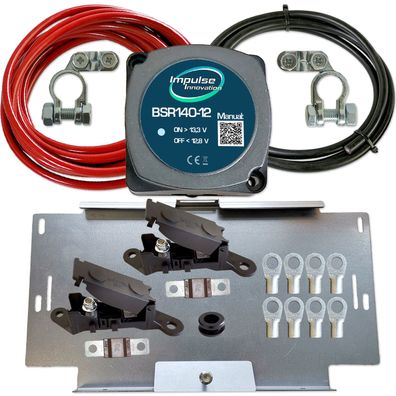 Zweitbatterieset 12V 140A BSR140-12 + 3,5m 20mm² Kabel & Halter für VW T4 T5 T6