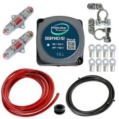 Zweitbatterieset 12V 140A BSR140-12 + 6m 20mm² Kabel & Schraubsicherungshalter