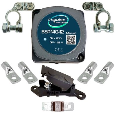 Trennrelais 12V 140A BSR140-12 + Sicherung & Polklemmen Set für 20mm² Kabel