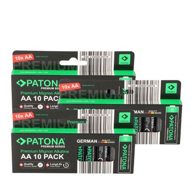 PATONA Premium 30x AA Batterien (3x10er) Pack 1,5V Alkaline