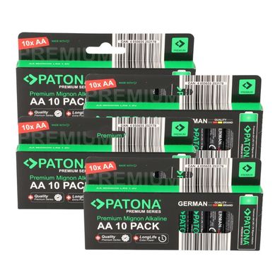 PATONA Premium 40x AA Batterien (4x10er) Pack 1,5V Alkaline
