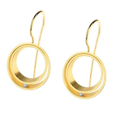 Ohrhänger - Edelstahl IP Gold - Brillant 0,02 ct