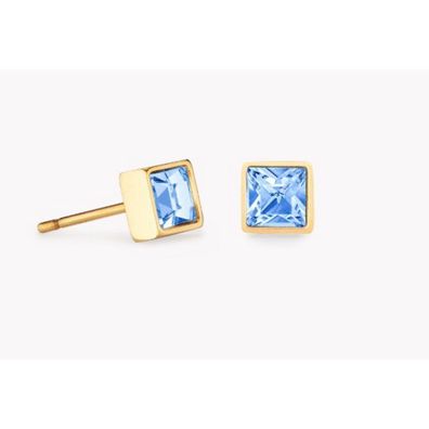 Ohrstecker - Edelstahl Gold - Square Hellblau