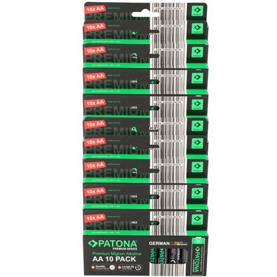 PATONA Premium 100x AA Batterien (10x10er) Pack 1,5V Alkaline